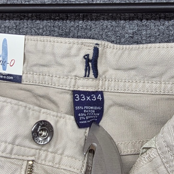 Johnnie O Hugo Straight Fit Pants Beige Men's Size 33x34 Cotton Blend New - Picture 8 of 11